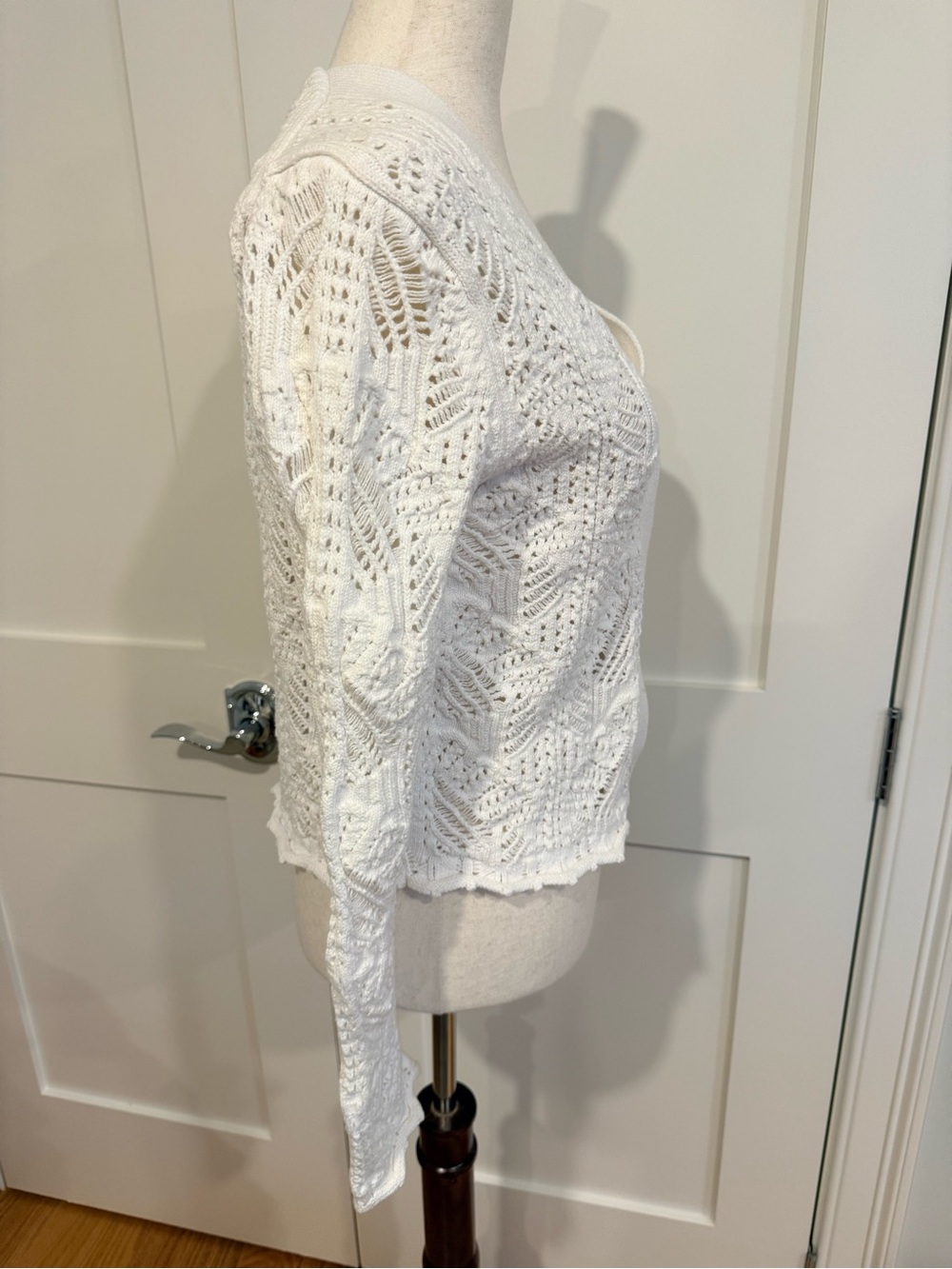 Vince White Open-Knit V-Neck Button Cardigan - Picture 7 of 11